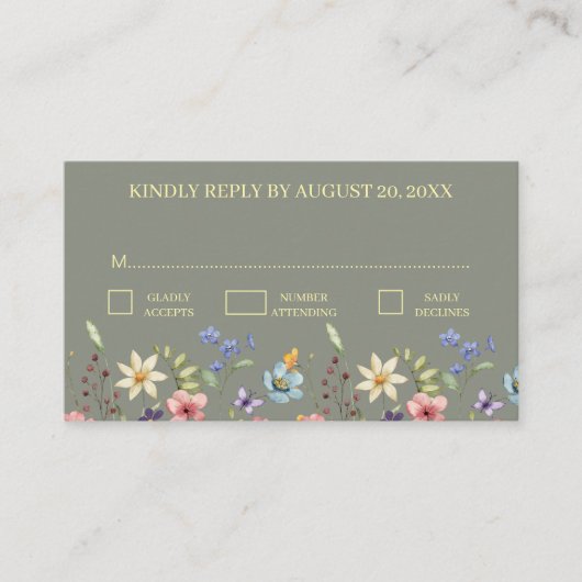 Elegante Traditionele Bloemensalie Groene bruiloft Informatiekaartje (Voorkant)