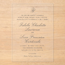 Elegante traditionele bruiloft acryl uitnodigingen