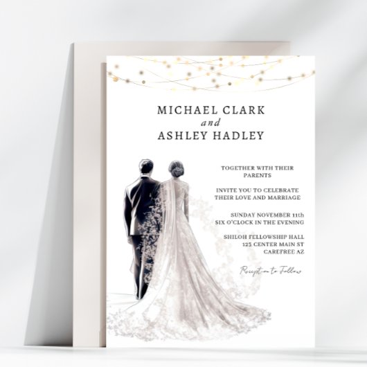 Elegante traditionele bruiloft kaart