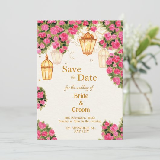 Elegante traditionele bruiloft uitnodiging (Staand voorkant)