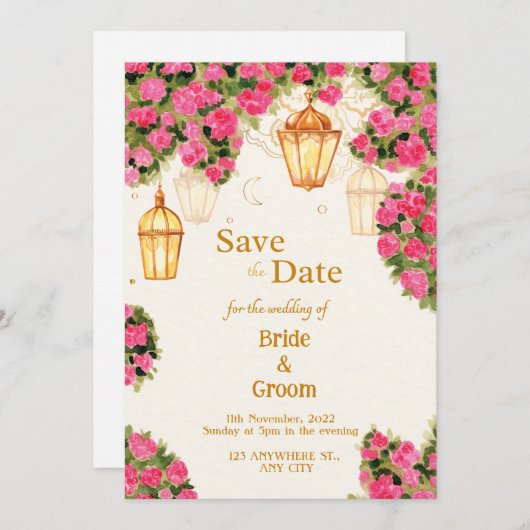 Elegante traditionele bruiloft uitnodiging (Voorkant / Achterkant)