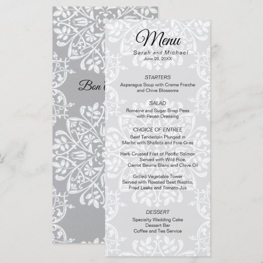 Elegante traditionele foto bruiloft menu (Voorkant / Achterkant)