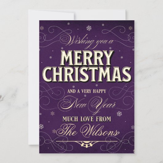  Elegante Traditionele Foto Paarse Kerstmis Feestdagenkaart (Voorkant)