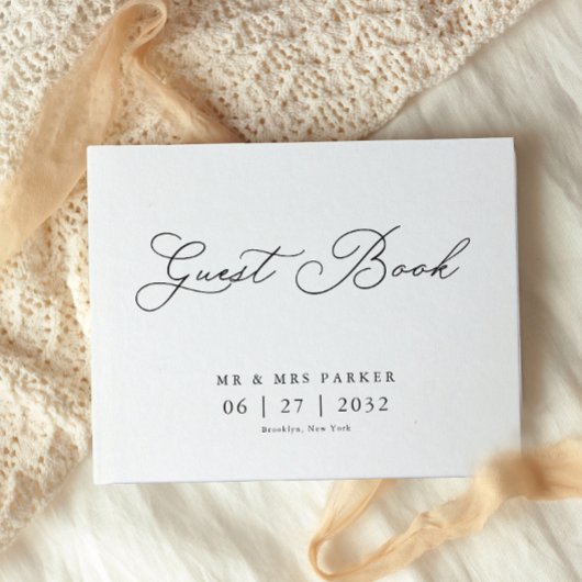 Elegante traditionele kalligrafie script bruiloft gastenboek