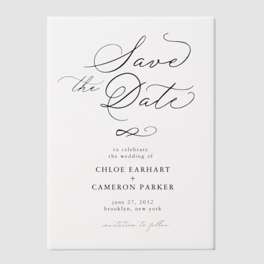 Elegante traditionele kalligrafie script bruiloft vellum uitnodigingen (Voorkant)