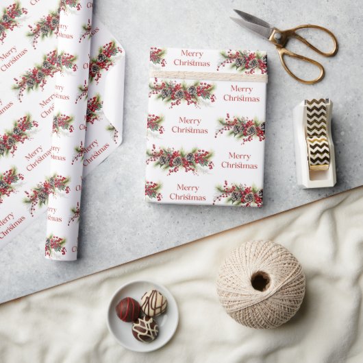 Elegante traditionele kerstkrans holly berry cadeaupapier (Crafts)