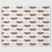 Elegante traditionele kerstkrans holly berry cadeaupapier (Vlak)