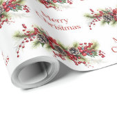 Elegante traditionele kerstkrans holly berry cadeaupapier (Rol Hoek)