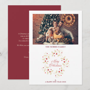 Elegante traditionele kerstkrans van hulst feestdagenkaart