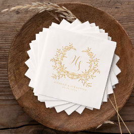 Elegante Traditionele Klassieke Monogram Crest Wed Folie Servetten