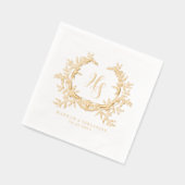 Elegante Traditionele Klassieke Monogram Crest Wed Folie Servetten (Links)