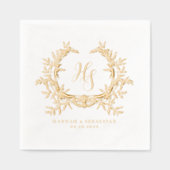 Elegante Traditionele Klassieke Monogram Crest Wed Folie Servetten (Voorkant)