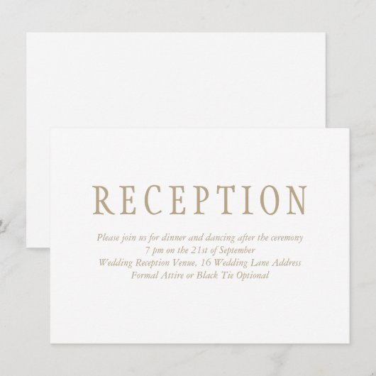 Elegante traditionele minimalistische huwelijksrec informatiekaartje (Voorkant / Achterkant)