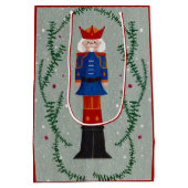 Elegante traditionele rode vrolijke kerst notenkra medium cadeauzakje (Achterkant)