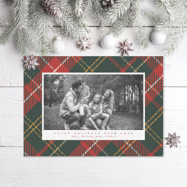 Elegante traditionele rood en groen geplakte foto feestdagenkaart