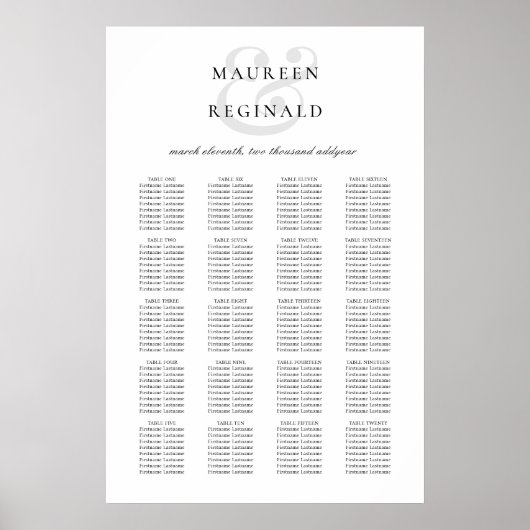 Elegante Traditionele Trouwzaalstoelindeling Poster (Voorkant)