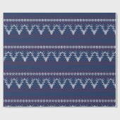 Elegante traditionele vakantie gebreid blauw cadeaupapier (Vlak)