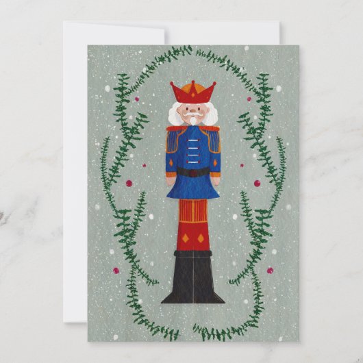 Elegante traditionele vrolijke kerst notenkraker feestdagenkaart (Voorkant)