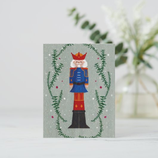 Elegante traditionele vrolijke kerst notenkraker feestdagenkaart (Staand voorkant)