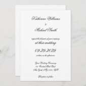 Elegante traditionele witte trouwuitnodigingen kaart (Voorkant / Achterkant)