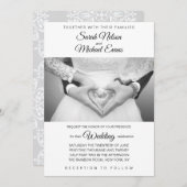 Elegante traditionele zwart-wit foto bruiloft kaart (Voorkant / Achterkant)