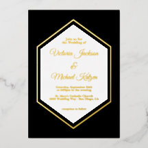 Elegante traditionele zwarte & gouden folie trouwf