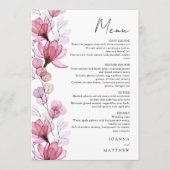 Elegante Transparant Dusty Roos Bloemen Huwelijk Menu (Voorkant)