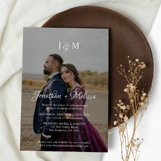 Elegante Transparante Foto Overlay Monogram Bruilo Kaart
