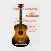 Elegante transparante gitaarlessen Acryl Teken Bord (Voorkant)