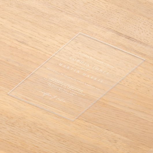 Elegante transparante minimalistische bruiloft acryl uitnodigingen (Laagn)