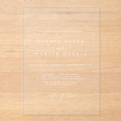 Elegante transparante minimalistische bruiloft acryl uitnodigingen (Voorkant)