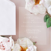 Elegante transparante minimalistische bruiloft acryl uitnodigingen