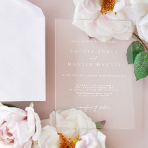 Elegante transparante minimalistische bruiloft acryl uitnodigingen