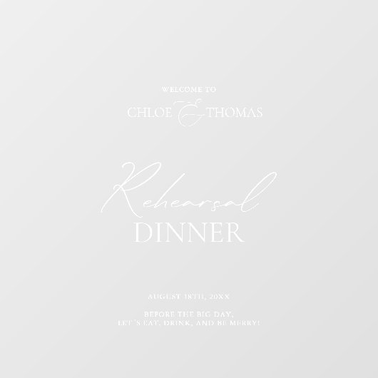 Elegante transparante repetitie diner welkomstbord raamsticker (Vel)