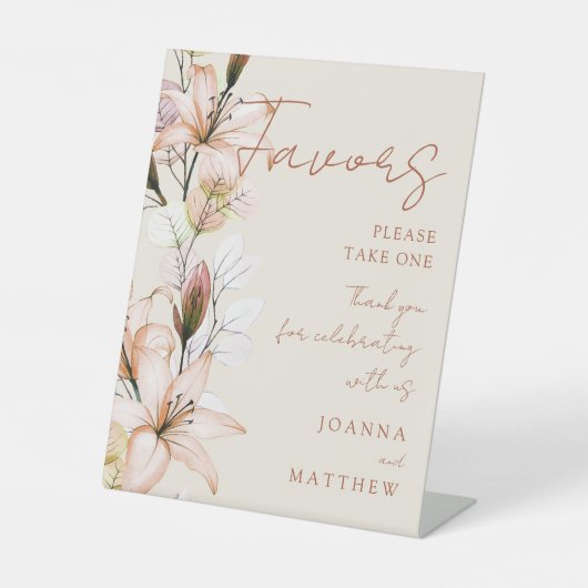 Elegante Transparante Rustieke Boho Bloemen Favori Reclamebord Met Voetstuk (Voorkant)