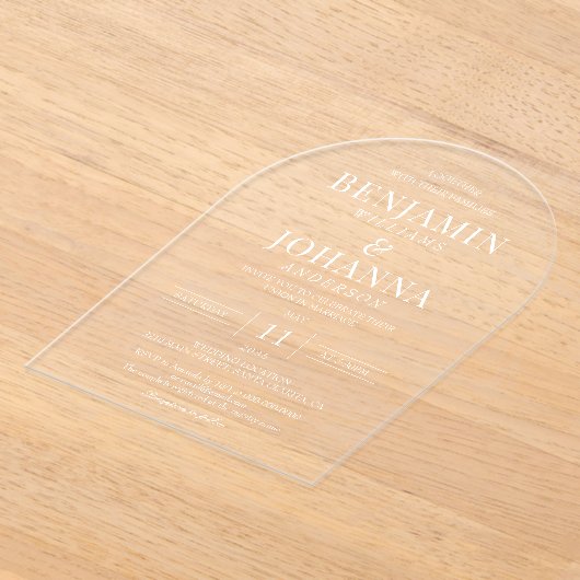 Elegante Transparante Trouwboog van Helder Kunstst Acryl Uitnodigingen (Laagn)