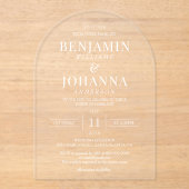 Elegante Transparante Trouwboog van Helder Kunstst Acryl Uitnodigingen (Voorkant)