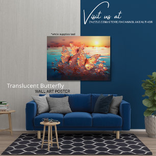 Elegante Transparante Vlinder Muurkunst Poster