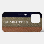 Elegante Traveller Bruin en Zwart Leder Case-Mate iPhone Case (Achterkant (horizontaal))