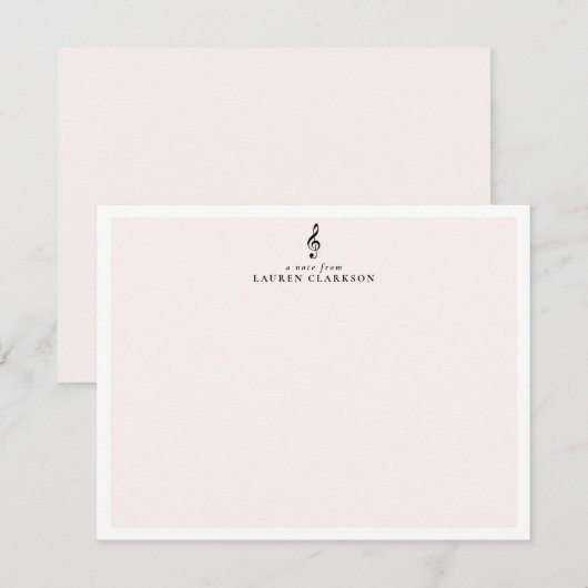 Elegante Treble Clef Music Note Kaart Notitiekaartje (Voorkant / Achterkant)