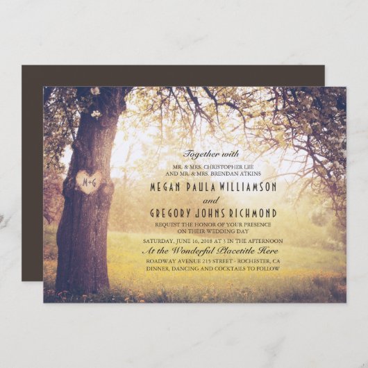 Elegante  Tree bruiloft uitnodiging (Voorkant / Achterkant)