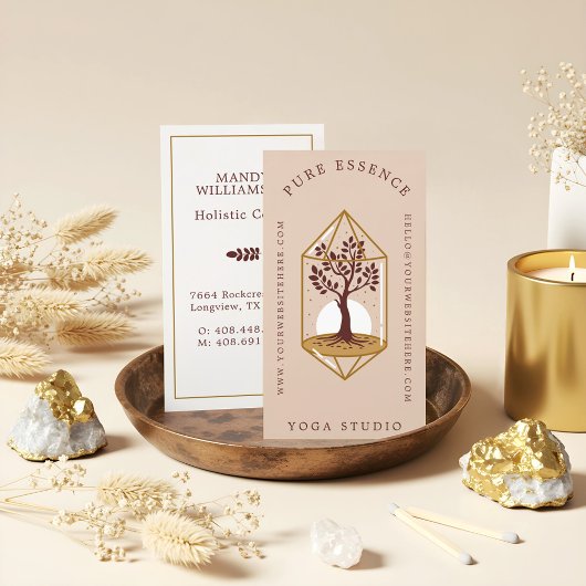 Elegante Tree of Life Crystal Holistic Coach Desig Visitekaartje
