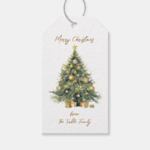 Elegante Tree Waterverf Gold Glittery Snow