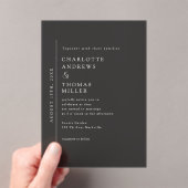 Elegante Trending Wedding Donker Grijs Acryl Uitnodigingen (Insitu (Draagbaar))