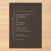 Elegante Trending Wedding Donker Grijs Acryl Uitnodigingen (Voorkant)