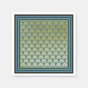 Elegante trendy Blauwgroen Art Deco Fan Pattern We Servet