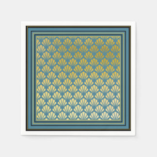 Elegante trendy Blauwgroen Art Deco Fan Pattern We Servet