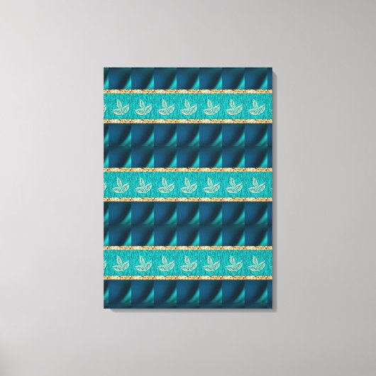 Elegante Trendy Blauwgroen Stretched Canvas Print (Voorkant)