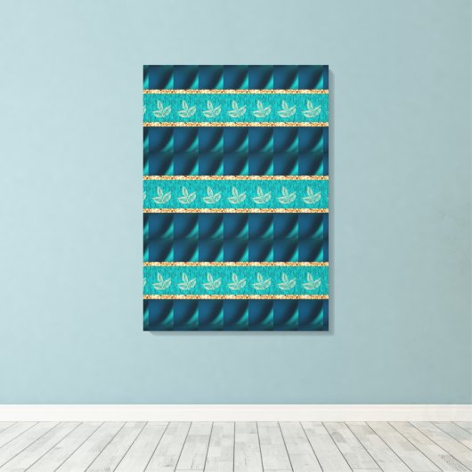 Elegante Trendy Blauwgroen Stretched Canvas Print (Insitu (Houten vloer))