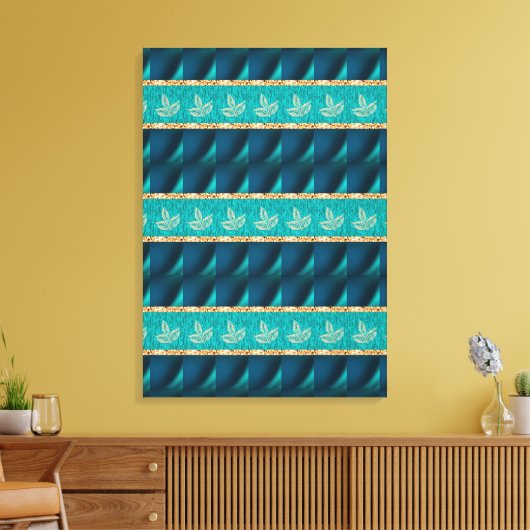 Elegante Trendy Blauwgroen Stretched Canvas Print (Insitu (Woonkamer))